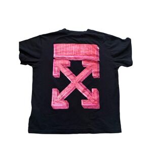 Off-White Black Pink Marker Arrows Graphic T-Shirt Mens L OFWTE001B27ME
